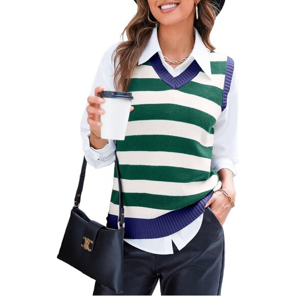 Sweaters - Women Sweater Vest V Neck Knit Sleeveless Tunic Casual Fall 2025 Outfits